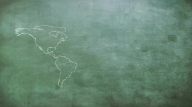 Yeşil arka planda dünya haritasının animasyonu. Dijital olarak oluşturulmuş küresel bağlantılar, hesaplama ve veri işleme kavramı.