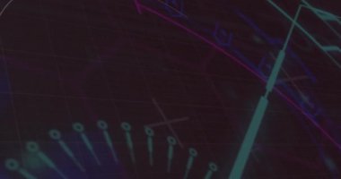 Bağlantı ağları üzerinden dijital veri işleme animasyonu. Dijital olarak oluşturulmuş küresel bağlantılar, hesaplama ve veri işleme kavramı.