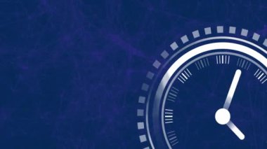 Mavi arka planda hareket eden saatlerin ve şekillerin animasyonu. Teknoloji, bilim ve dijital arayüz kavramı dijital olarak oluşturulmuş video.