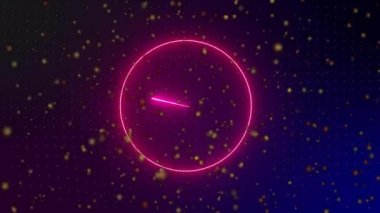 Neon şekillerin hareket ettiği kırmızı noktaların canlandırması. Desen, şekiller, teknoloji ve dijital arayüz konsepti dijital olarak oluşturulmuş video.