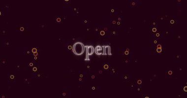 Siyah arkaplan üzerinde açık metin animasyonu. İletişim, şekiller, renkler, arkaplan ve dijital arayüz kavramı dijital olarak oluşturuldu.