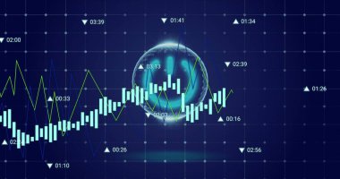 Borsa verilerinin analiz edilmesi, finansal eğilimleri ve istatistikleri gösteren dijital grafik. Finans, analitik, yatırım, ekonomi