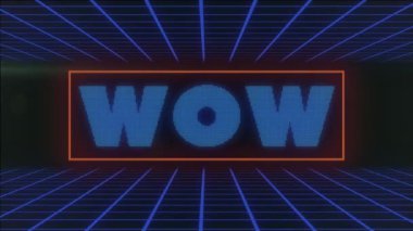 Vay be metninin animasyonu ışık yolları ve siyah arkaplandaki çizgiler üzerinde. İletişim, ışıklar, hareket, metaevren ve dijital arayüz kavramı dijital olarak oluşturulmuş video.