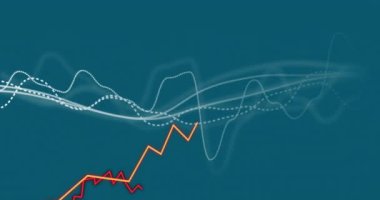 Yeşil arka planda hareket eden diyagramların animasyonu. Teknoloji ve dijital arayüz kavramı dijital olarak oluşturuldu.