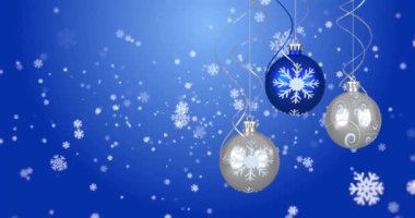 Kar yağarken yapılan noel hediyelerinin animasyonu. Noel, kutlama ve dijital arayüz kavramı dijital olarak oluşturulmuş video.