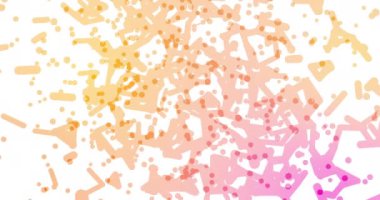 Beyaz arka planda hareket eden renkli şekillerin canlandırması. Şekiller, teknoloji ve dijital arayüz konsepti dijital olarak oluşturulmuş video.