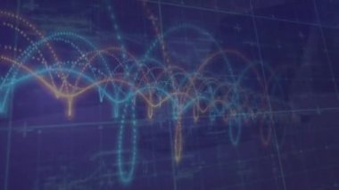 Siyah arkaplanda veri işleme animasyonu. Küresel teknoloji, bilgisayar ve dijital arayüz kavramı dijital olarak oluşturulmuş video.