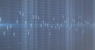 Bilgisayar ekranında dijital veri işleme animasyonu. Dijital olarak oluşturulmuş küresel bağlantılar, hesaplama ve veri işleme kavramı.