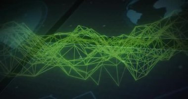 Siyah arkaplanda dünya ile veri işleme üzerinden bağlantı ağının animasyonu. Küresel teknoloji, bağlantılar, hesaplama ve dijital arayüz kavramı dijital olarak oluşturulmuş video.