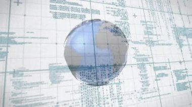 Dünya üzerinde veri işleme ve bağlantı ağının animasyonu. Küresel iş ve dijital arayüz kavramı dijital olarak oluşturulmuş video.