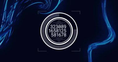 Siyah zemin üzerinde ışık yollarının üzerinde veri işleme ile tarama alanının animasyonu. Küresel teknoloji, çevrimiçi güvenlik, bilgisayar ve dijital arayüz kavramı dijital olarak oluşturulmuş video.