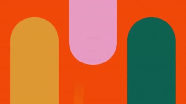 Turuncu arka planda renkli şekillerin animasyonu. Şekiller, renkler, arkaplanlar ve dijital arayüz konsepti dijital olarak oluşturulmuş video.