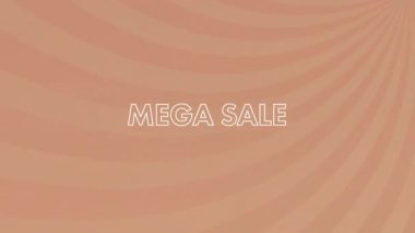 Dalgalı turuncu ve bej arkaplan üzerinde Mega satışı metin animasyonu. indirim, promosyon, pazarlama, reklam, perakende