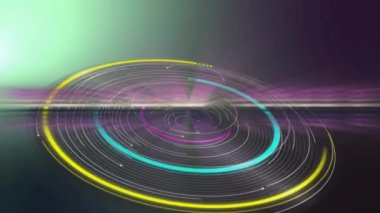 Hareket eden neon şekillerin üzerindeki teşekkür metninin animasyonu. Sosyal medya ve dijital arayüz konsepti dijital olarak oluşturulmuş video.