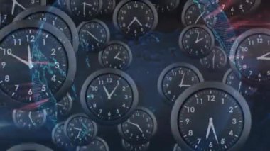 Dünya çapında haber metninin animasyonu ve siyah arkaplanda hareket eden renkler. Küresel teknoloji, iş ve dijital arayüz kavramı dijital olarak oluşturulmuş video.