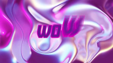 Neon desenli arkaplan yerine wow metin animasyonu. Küresel video oyunu, dijital arayüz, iletişim, bilgisayar ve veri işleme kavramı dijital olarak oluşturuldu.