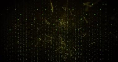 İkili kodlama üzerinden bağlantı ağının animasyonu. Bilim, teknoloji ve dijital arayüz kavramı dijital olarak oluşturulmuş video.