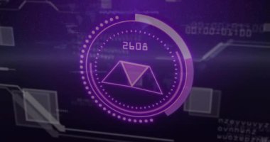 Diyagramlar ve taramalar üzerinden veri işleme animasyonu. Bilim, teknoloji ve dijital arayüz kavramı dijital olarak oluşturulmuş video.