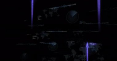 Siyah arkaplandaki oklarla finansal veri işleme animasyonu. Küresel finans, iş, bağlantılar, hesaplama ve veri işleme kavramı dijital olarak oluşturulmuş video.