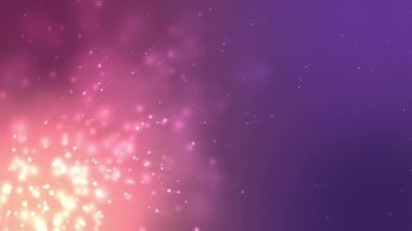 Mor arkaplanda hareket eden parlak ışık lekelerinin canlandırması. Renk, şekil, ışık ve hareket konsepti dijital olarak oluşturulmuş video.