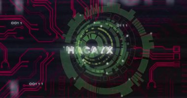 Kapsam taraması ve hack metni üzerinden bağlantı ağının animasyonu. İş, teknoloji ve dijital arayüz kavramı dijital olarak oluşturuldu.