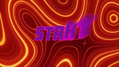 Hareket eden neon şekillerin üzerindeki metnin canlandırması. Sosyal medya ve dijital arayüz konsepti dijital olarak oluşturulmuş video.