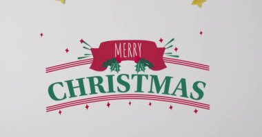 Noel süslemeleriyle ilgili mutlu noel mesajlarının animasyonu. Noel, şenlik, kutlama ve gelenek konsepti dijital olarak oluşturuldu.
