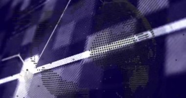 Karanlık arka planda bilimsel veri işleme animasyonu. Küresel bilim, araştırma, bağlantılar, hesaplama ve veri işleme kavramı dijital olarak oluşturulmuş video.