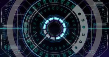 Kapsam taramasında veri işleme animasyonu. Bilim, teknoloji ve dijital arayüz kavramı dijital olarak oluşturulmuş video.