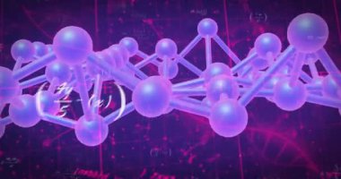 Mavi arka planda veri işleme ve DNA ipliği animasyonu. Bilim, teknoloji ve dijital arayüz kavramı dijital olarak oluşturulmuş video.