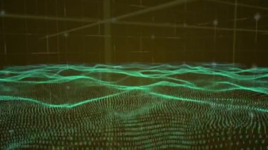 İkili kodlama ve dijital veri işleme animasyonu. Dijital olarak oluşturulmuş küresel bağlantılar, hesaplama ve veri işleme kavramı.