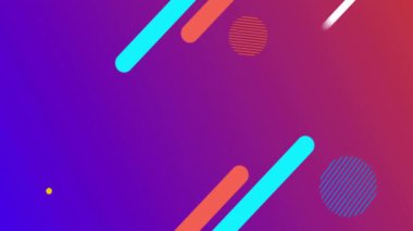 Mor arka planda renkli şekillerin canlandırılması. Şekiller, renkler, arkaplanlar ve dijital arayüz konsepti dijital olarak oluşturulmuş video.