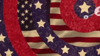 ABD bayrağı ve simgeleriyle bağlantı ağının animasyonu. Teknoloji, vatanseverlik, kutlama ve dijital arayüz konsepti dijital olarak oluşturulmuş video.