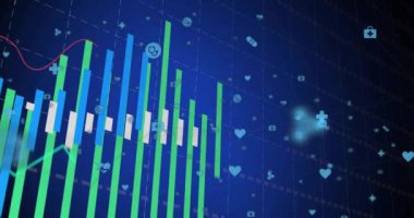 Bağlantı ağı üzerinden dijital veri işleme animasyonu. Dijital olarak oluşturulmuş küresel bağlantılar, hesaplama ve veri işleme kavramı.