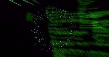 Beyaz noktaların üzerinden veri işleme animasyonu. küresel iş ve dijital arayüz kavramı dijital olarak oluşturulmuş video.