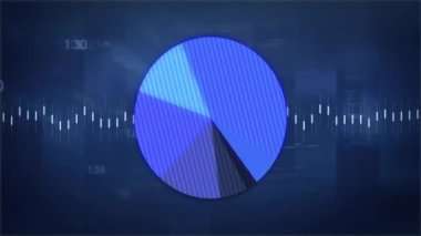 Mavi arkaplanda veri işleme animasyonu. küresel teknoloji, bilgisayar ve dijital arayüz kavramı dijital olarak oluşturulmuş video.