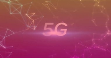 Siyah arkaplanda 5g metin ile bağlantı ağının animasyonu. Sosyal medya ve dijital arayüz konsepti dijital olarak oluşturulmuş video.