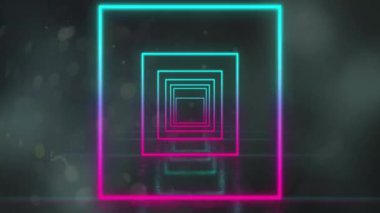 Siyah arkaplanda hareket eden neon şekillerin animasyonu. Sosyal medya ve dijital arayüz konsepti dijital olarak oluşturulmuş video.