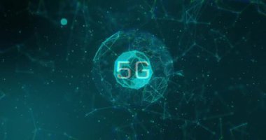 5 gramlık metin ve şekillerin animasyonu. Bilim, teknoloji ve dijital arayüz kavramı dijital olarak oluşturulmuş video.