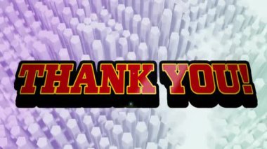 Hareket eden sütunlar üzerinden teşekkür mesajı animasyonu. Sosyal medya ve dijital arayüz konsepti dijital olarak oluşturulmuş video.