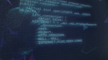 Veri işleme ve kürelerin animasyonu. Küresel iş, bağlantılar, hesaplama ve veri işleme kavramı dijital olarak oluşturulmuş video.