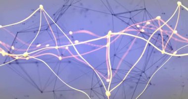 Mavi arkaplandaki veri işleme ağı ile bağlantıların animasyonu. Küresel teknoloji, bilgisayar ve dijital arayüz kavramı dijital olarak oluşturulmuş video.