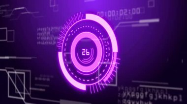 Veri işleme ve tarama alanındaki bağlantı ağının animasyonu. İş, teknoloji ve dijital arayüz kavramı dijital olarak oluşturuldu.