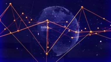 Siyah arkaplanda veri işleme üzerinden bağlantı ağının animasyonu. Küresel teknoloji, bağlantılar, hesaplama ve dijital arayüz kavramı dijital olarak oluşturulmuş video.