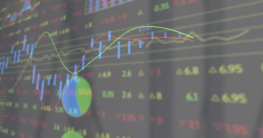 Siyah arkaplan üzerinde dijital veri işleme animasyonu. Dijital olarak oluşturulmuş küresel bağlantılar, hesaplama ve veri işleme kavramı.