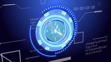 Veri işleme üzerinde taramaların animasyonu. İş, teknoloji ve dijital arayüz kavramı dijital olarak oluşturuldu.