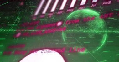 Dünya çapında bağlantı ağı ve dijital veri işleme ağının animasyonu. Dijital olarak oluşturulmuş küresel bağlantılar, hesaplama ve veri işleme kavramı.