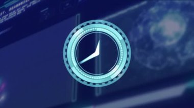 Zaman ilerledikçe dijital veri işleme animasyonu. Dijital olarak oluşturulmuş küresel bağlantılar, hesaplama ve veri işleme kavramı.