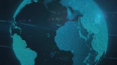 Dünya üzerindeki bağlantı ağının animasyonu. Dijital olarak oluşturulmuş küresel bağlantılar, hesaplama ve veri işleme kavramı.