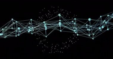 Animation of network of connections over spots. Global business and digital interface concept digitally generated video.